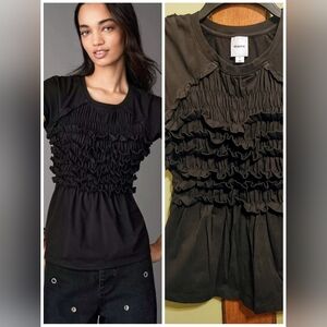 NWT! Maeve by Anthropologie Black Ruffle Tiered Top – Size S